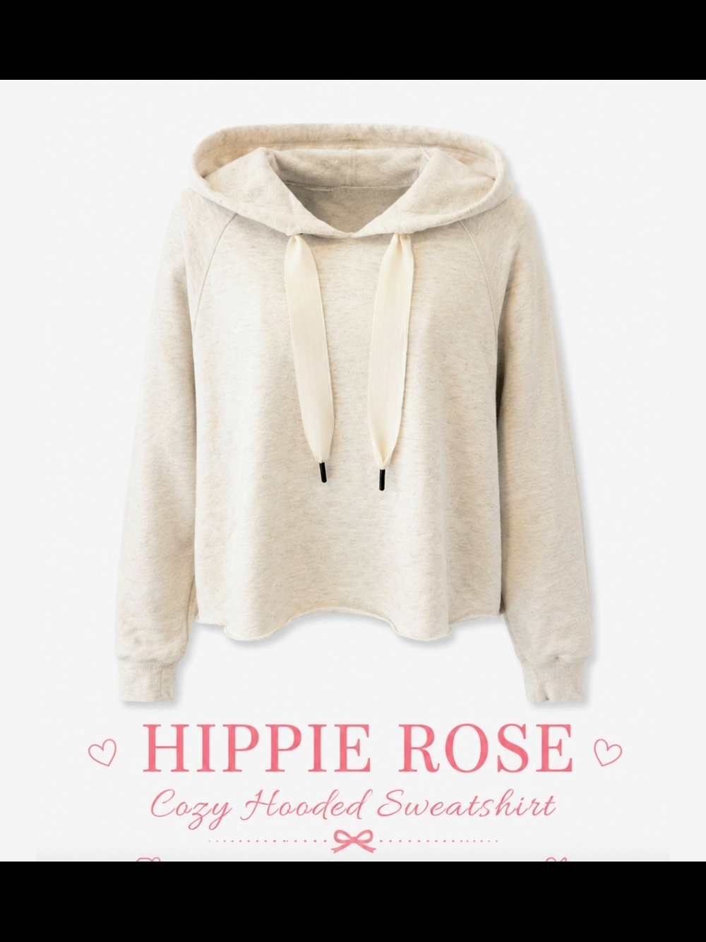 Hippie Rose Lightweight Hooded Sweatshirt - Cream